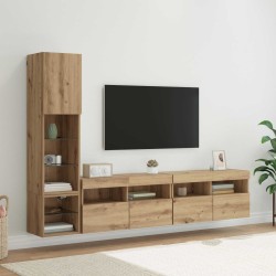 Unité murale de TV 4 pcs Chêne artisanal Bois d'ingénierie 617143617143