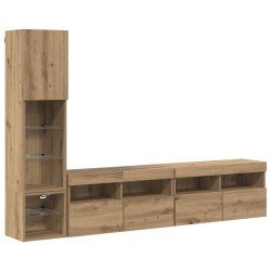 Unité murale de TV 4 pcs Chêne artisanal Bois d'ingénierie 617143617143