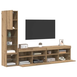 Unité murale de TV 4 pcs Chêne artisanal Bois d'ingénierie 617143617143