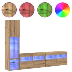 Unité murale de TV 4 pcs Chêne artisanal Bois d'ingénierie 617143617143