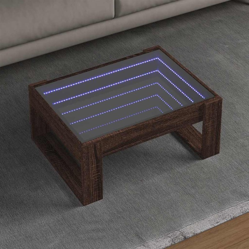 Table basse avec LED infini chêne marron 70x53x30 cm 617149617149