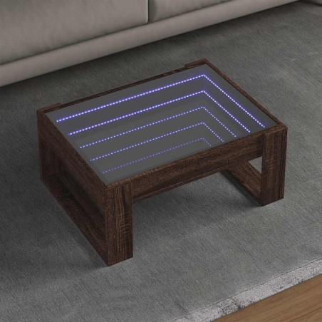 Table basse avec LED infini chêne marron 70x53x30 cm 617149617149