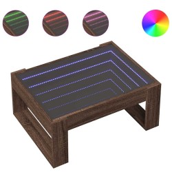 Table basse avec LED infini chêne marron 70x53x30 cm 617149617149