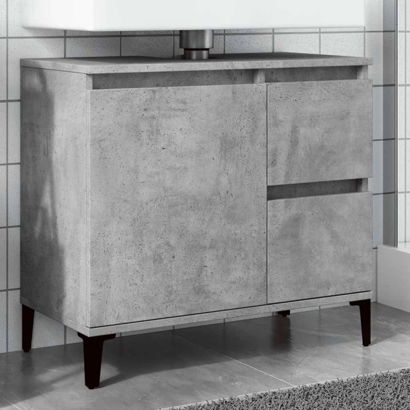 Armoire d'évier gris béton 65x33x60 cm bois d'ingénierie 617152617152