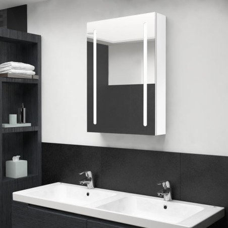 Armoire de salle de bain à miroir LED Blanc brillant 50x13x70cm 617153617153