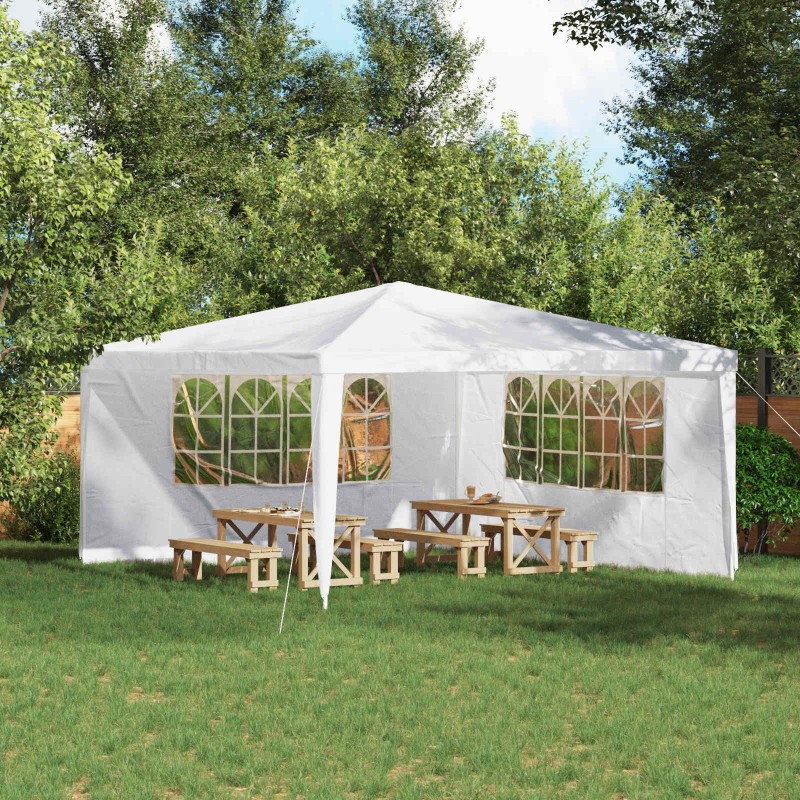 Mur de tente de fête 2 pcs 400 x 195 cm Blanc PE et acier 617159617159