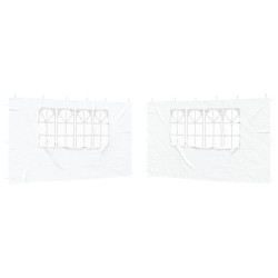 Mur de tente de fête 2 pcs 400 x 195 cm Blanc PE et acier 617159617159