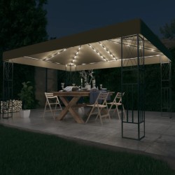 Tonnelle avec guirlande lumineuse à LED 3x4 m Taupe Tissu 617167617167