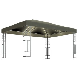 Tonnelle avec guirlande lumineuse à LED 3x4 m Taupe Tissu 617167617167