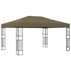 Tonnelle avec guirlande lumineuse à LED 3x4 m Taupe Tissu 617167617167