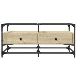Table basse et dessus en verre chêne sonoma 98,5x50x45 cm acier 617169617169