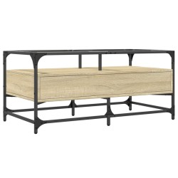 Table basse et dessus en verre chêne sonoma 98,5x50x45 cm acier 617169617169