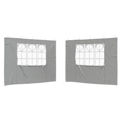 Mur de tente de fête 2 pcs 300 x 195 cm Gris clair PE et acier 617183617183