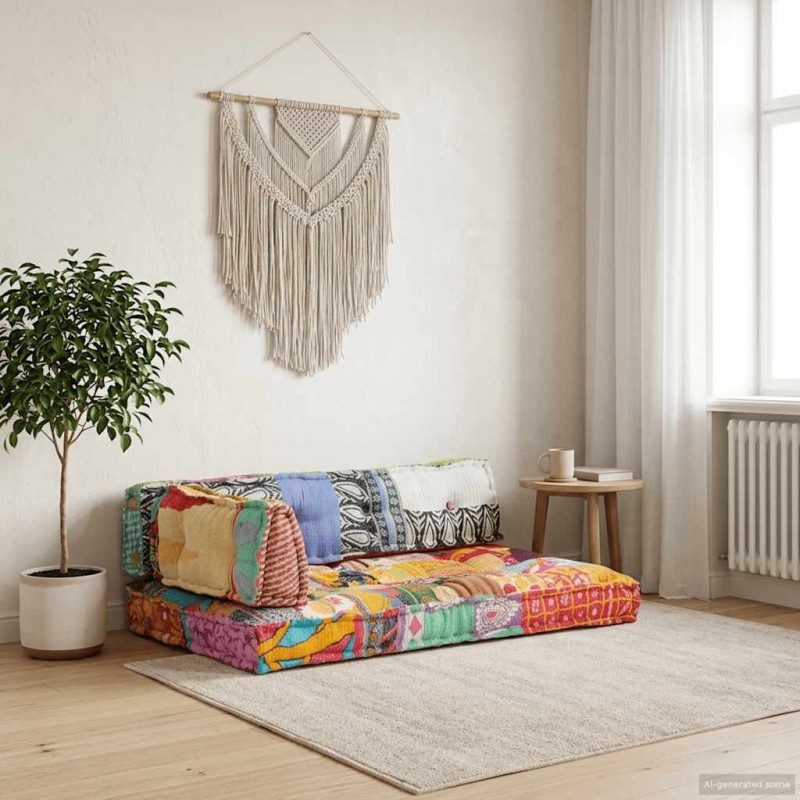 Coussin de canapé palette Multicolore Tissu Patchwork  617191617191