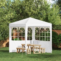 Mur de tente de fête 2 pcs 200 x 195 cm Blanc PE et acier 617192617192