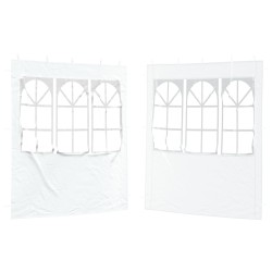 Mur de tente de fête 2 pcs 200 x 195 cm Blanc PE et acier 617192617192
