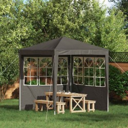 Mur de tente de fête 2 pcs 200 x 195 cm Anthracite PE et acier 617194617194