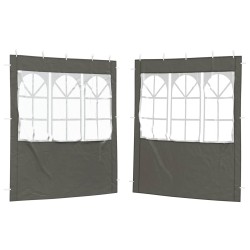 Mur de tente de fête 2 pcs 200 x 195 cm Anthracite PE et acier 617194617194