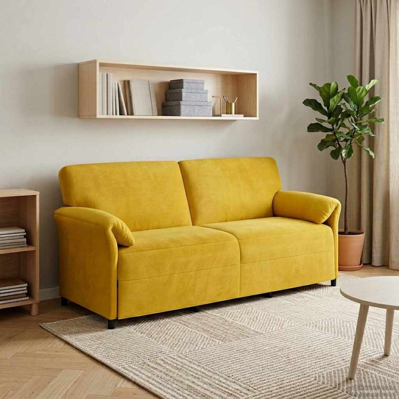 Sofa 3 places Jaune 198 x 83 x 95 cm Velours 617209617209