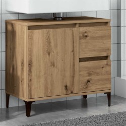 Armoire lavabo chêne artisanal 65x33x60 cm bois d'ingénierie 617219617219