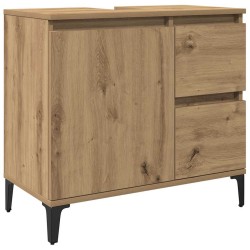 Armoire lavabo chêne artisanal 65x33x60 cm bois d'ingénierie 617219617219