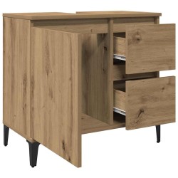 Armoire lavabo chêne artisanal 65x33x60 cm bois d'ingénierie 617219617219