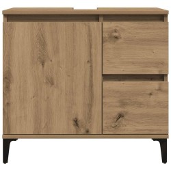 Armoire lavabo chêne artisanal 65x33x60 cm bois d'ingénierie 617219617219