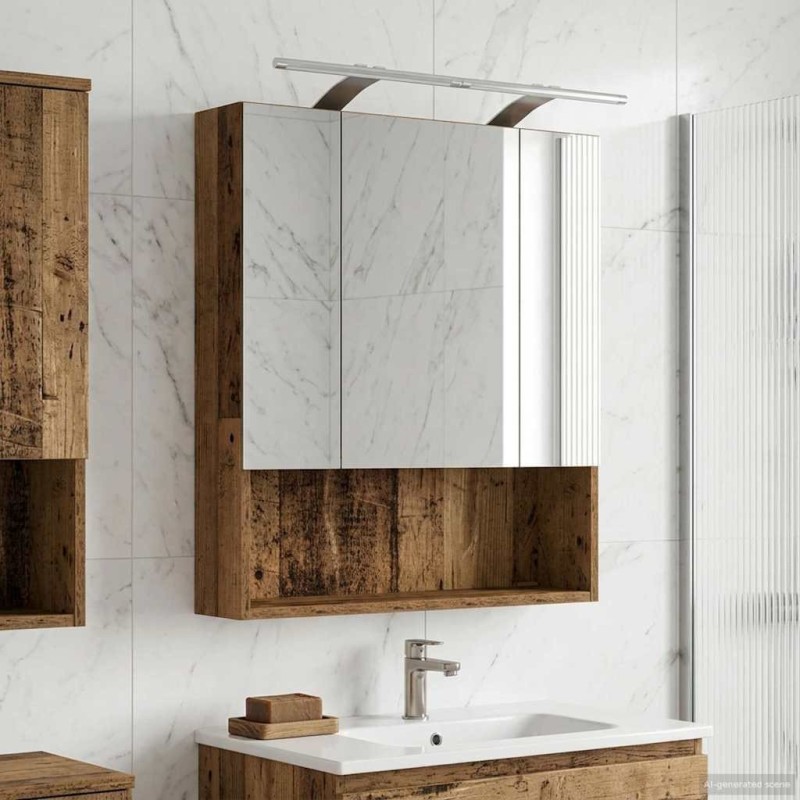 Armoire Miroir de Salle de Bain Bois ancien 60 x 14.5 x 70 cm 617222617222