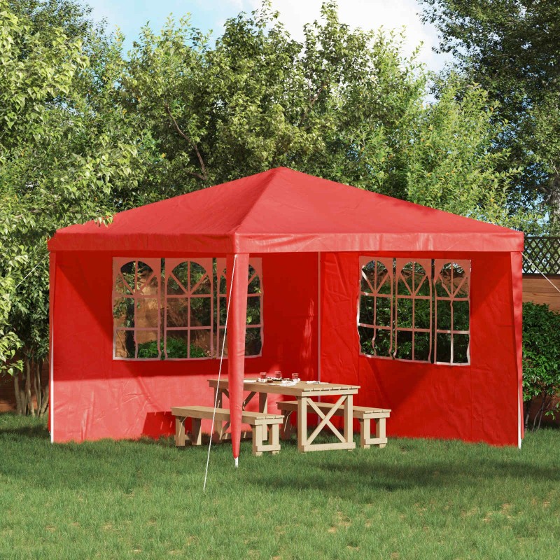 Mur de tente de fête 2 pcs 300 x 195 cm Rouge PE et acier 617226617226
