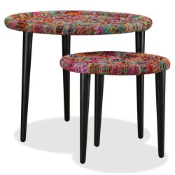 Table basse 2 pcs Détails tissés chindi Multicolore 617241617241