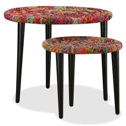Table basse 2 pcs Détails tissés chindi Multicolore 617241617241