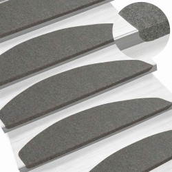 Tapis d'escalier auto-adhésifs 15 pcs Gris 80 x 28 x 3,5 cm 617266617266