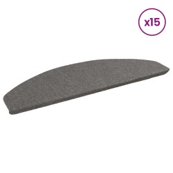 Tapis d'escalier auto-adhésifs 15 pcs Gris 80 x 28 x 3,5 cm 617266617266