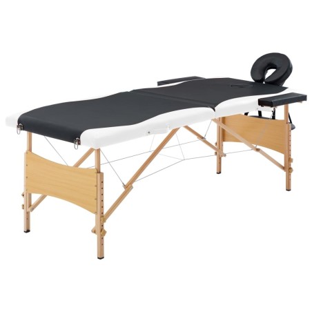  Table de massage pliable 2 zones Bois Noir et blanc 617272617272