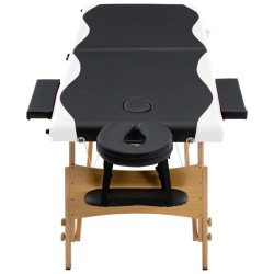  Table de massage pliable 2 zones Bois Noir et blanc 617272617272