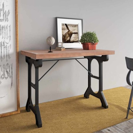 Table à dîner 110x65x82 cm Bois de sapin massif et fer 617273617273
