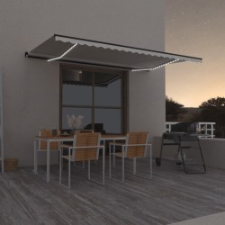 Auvent manuel rétractable avec LED 500x350 cm Crème 617289617289