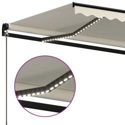 Auvent manuel rétractable avec LED 500x350 cm Crème 617289617289