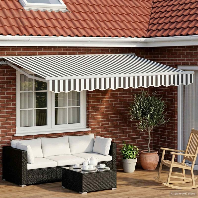 Auvent rétractable électrique Anthracite et blanc 2,5 x 2 m 617293617293