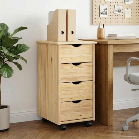 Cabinet roulant Marron 65,5 x 34 x 39 cm Bois de Pin Massif 617307617307