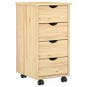 Cabinet roulant Marron 65,5 x 34 x 39 cm Bois de Pin Massif 617307617307