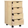 Cabinet roulant Marron 65,5 x 34 x 39 cm Bois de Pin Massif 617307617307