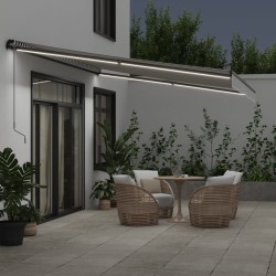 Auvent manuel rétractable avec LED anthracite blanc 500x350 cm 617313617313