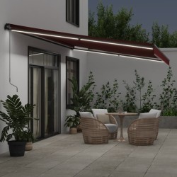 Auvent manuel rétractable avec LED bordeaux 500x350 cm 617315617315