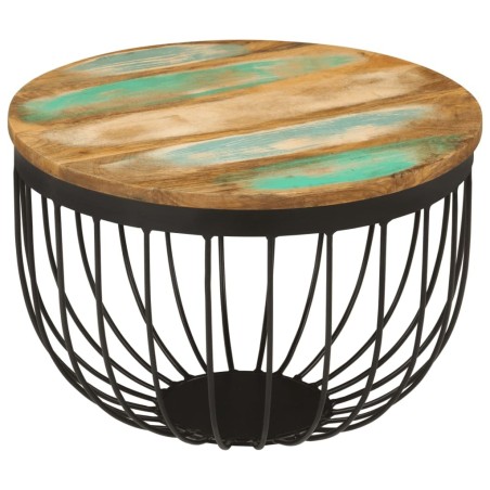 Table basse Ø50x35 cm bois de récupération massif et acier 617332617332