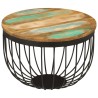 Table basse Ø50x35 cm bois de récupération massif et acier 617332617332