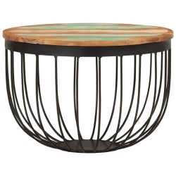Table basse Ø50x35 cm bois de récupération massif et acier 617332617332