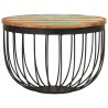 Table basse Ø50x35 cm bois de récupération massif et acier 617332617332