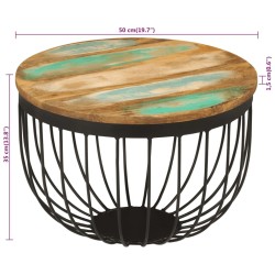 Table basse Ø50x35 cm bois de récupération massif et acier 617332617332