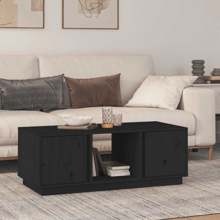 Table basse Noir 110x50x40 cm Bois massif de pin 617343617343